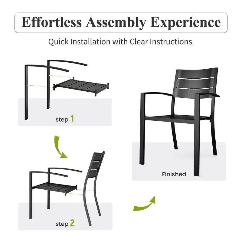 Captiva Designs 8pc Patio Slat-top Dining Steel Table & Metal Chairs with Stripe Back & Market Umbrella