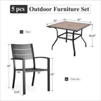 Captiva Designs 5pc Outdoor Patio Steel Dining Table & Metal Chairs with Stripe Back