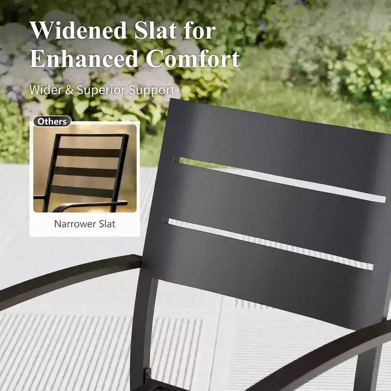 Captiva Designs 5pc Outdoor Patio Steel Dining Table & Metal Chairs with Stripe Back