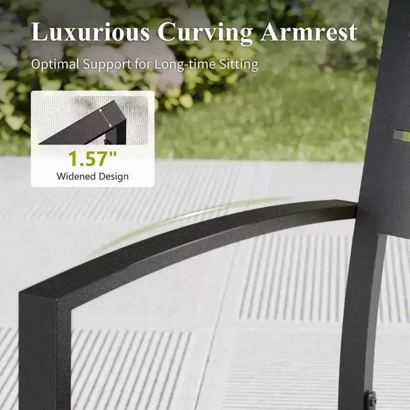Captiva Designs 5pc Outdoor Patio Steel Dining Table & Metal Chairs with Stripe Back