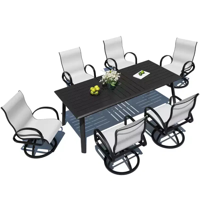Crestlive Products Aluminum Outdoor Dining sets Patio Dining Table with Classic Round Armchairs for 6-10 People Outside