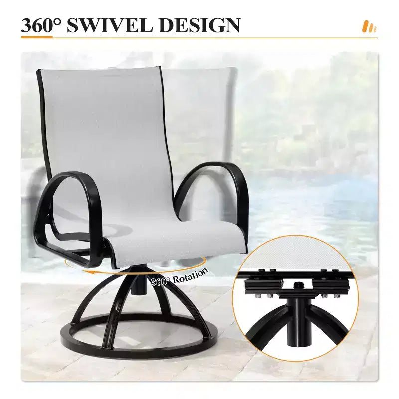 Crestlive Products Aluminum Outdoor Dining sets Patio Dining Table with Classic Round Armchairs for 6-10 People Outside