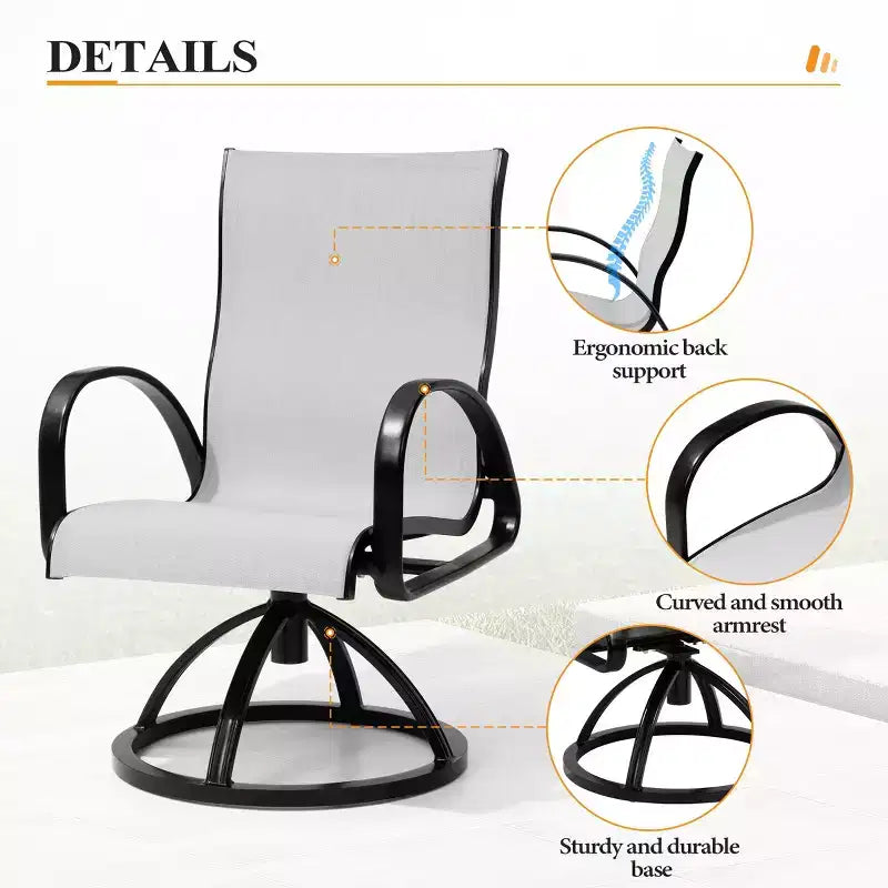 Crestlive Products Aluminum Outdoor Dining sets Patio Dining Table with Classic Round Armchairs for 6-10 People Outside