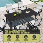 Crestlive Products Aluminum Outdoor Dining sets Patio Dining Table with Classic Round Armchairs for 6-10 People Outside