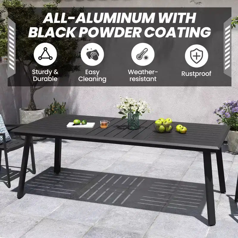 Crestlive Products Aluminum Outdoor Dining sets Patio Dining Table with Classic Round Armchairs for 6-10 People Outside