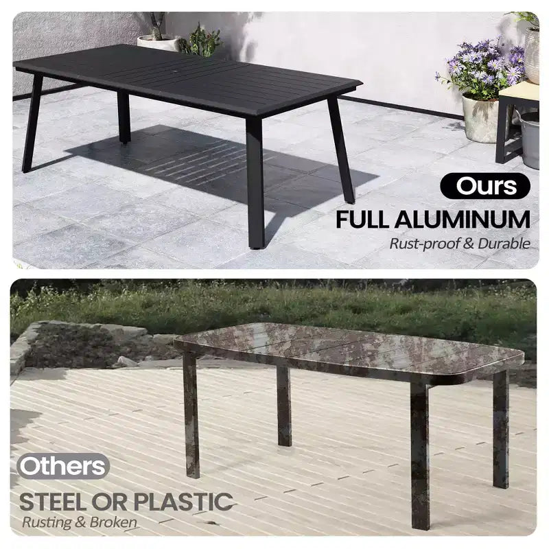 Crestlive Products Aluminum Outdoor Dining sets Patio Dining Table with Classic Round Armchairs for 6-10 People Outside