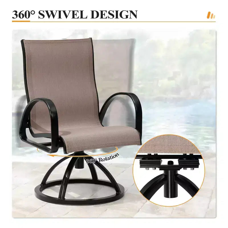 Crestlive Products Aluminum Outdoor Dining sets Patio Dining Table with Classic Round Armchairs for 6-10 People Outside