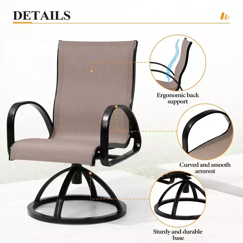 Crestlive Products Aluminum Outdoor Dining sets Patio Dining Table with Classic Round Armchairs for 6-10 People Outside
