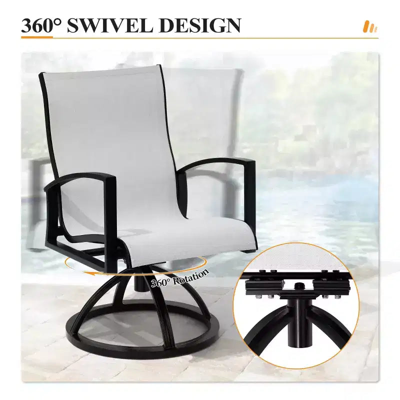 Crestlive Products Aluminum Outdoor Dining sets Patio Dining Table with Classic Semi-Round Armchairs for 6-10 People Outside