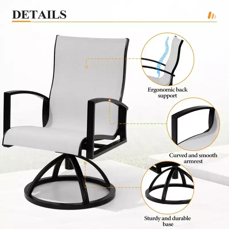 Crestlive Products Aluminum Outdoor Dining sets Patio Dining Table with Classic Semi-Round Armchairs for 6-10 People Outside