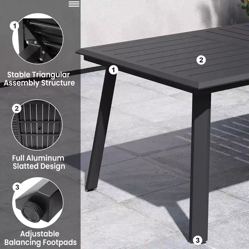 Crestlive Products Aluminum Outdoor Dining sets Patio Dining Table with Classic Semi-Round Armchairs for 6-10 People Outside
