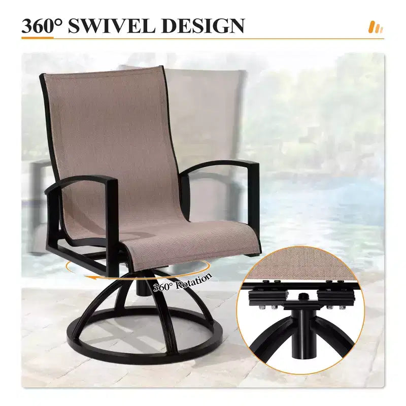 Crestlive Products Aluminum Outdoor Dining sets Patio Dining Table with Classic Semi-Round Armchairs for 6-10 People Outside