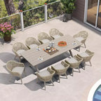 PURPLE LEAF Patio Dining Set with Outdoor Aluminium Dining Table and Woven Rattan Chairs Modern Furniture Set for Garden Yard Indoor Decor, Champagne