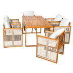 Christopher Knight Home Nori Modern 7 Piece Outdoor Acacia Wood Dining Set with Handwoven Cord