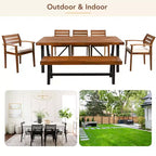 CLIHOME Outdoor Wood Dining Set For 7-8 Person, Outdoor Dining Furniture With Removable Cushions, Ergonomic Chairs And Bench