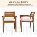 CLIHOME Outdoor Wood Dining Set For 7-8 Person, Outdoor Dining Furniture With Removable Cushions, Ergonomic Chairs And Bench
