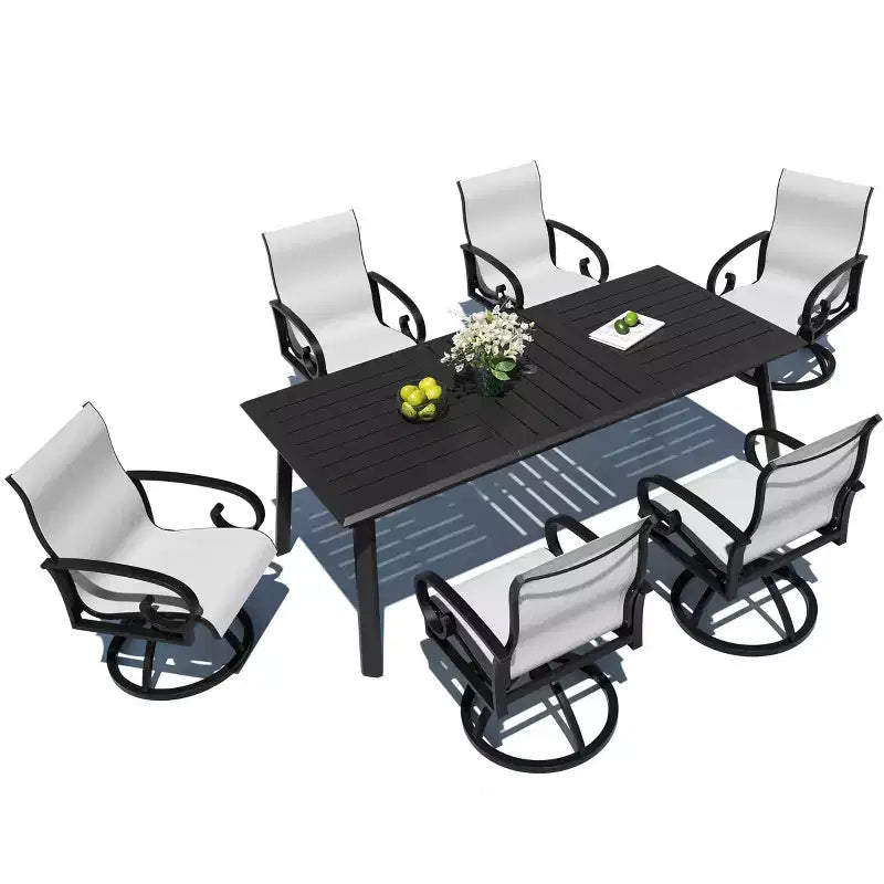Crestlive Products Aluminum Outdoor Dining sets Patio Dining Table with Ergonomic Armchairs for 6-10 People