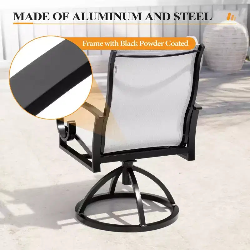 Crestlive Products Aluminum Outdoor Dining sets Patio Dining Table with Ergonomic Armchairs for 6-10 People