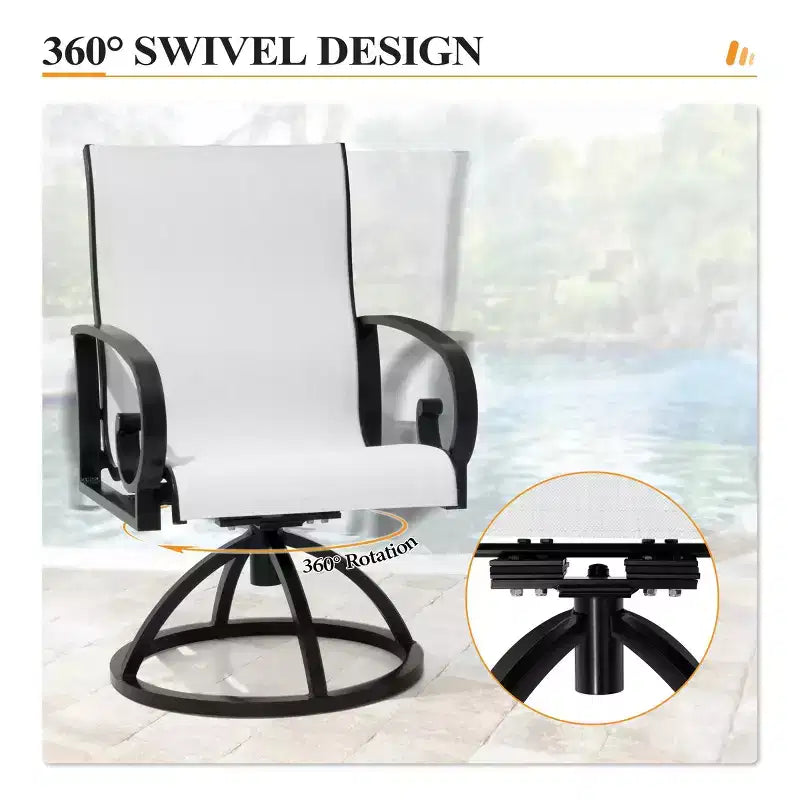 Crestlive Products Aluminum Outdoor Dining sets Patio Dining Table with Ergonomic Armchairs for 6-10 People
