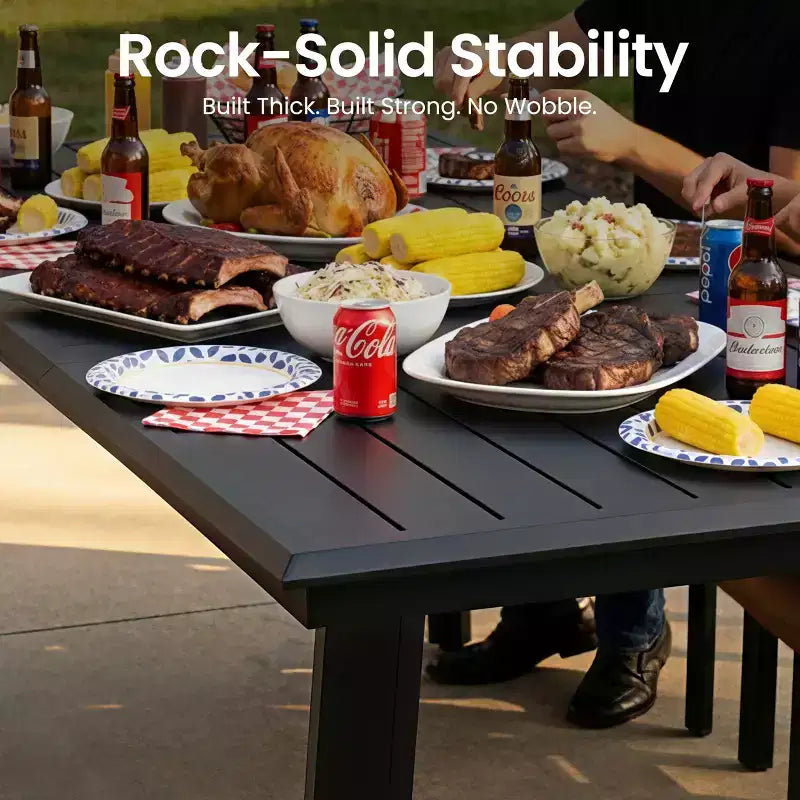 Crestlive Products Aluminum Outdoor Dining sets Patio Dining Table with Ergonomic Armchairs for 6-10 People