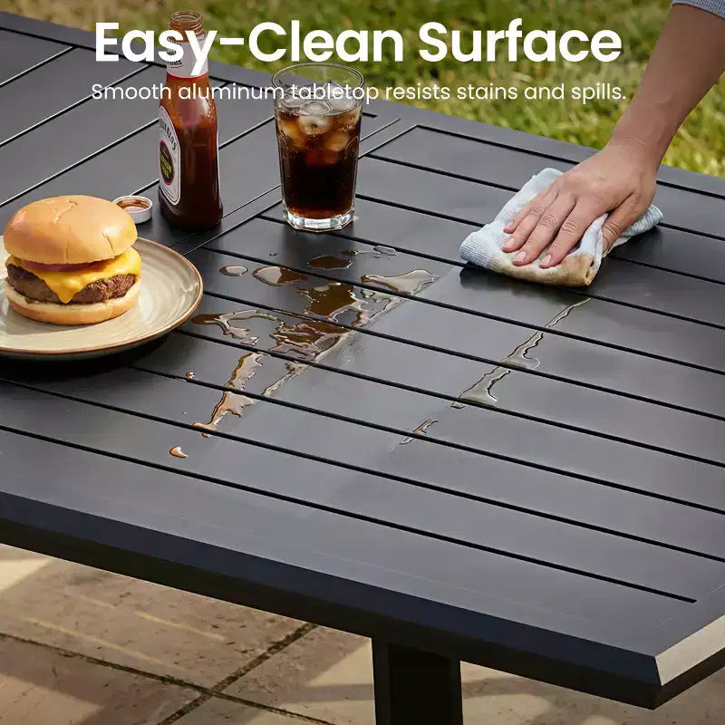 Crestlive Products Aluminum Outdoor Dining sets Patio Dining Table with Ergonomic Armchairs for 6-10 People