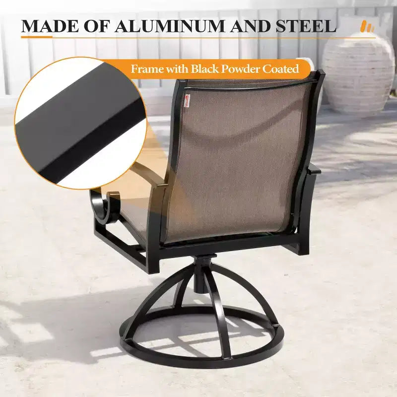 Crestlive Products Aluminum Outdoor Dining sets Patio Dining Table with Ergonomic Armchairs for 6-10 People
