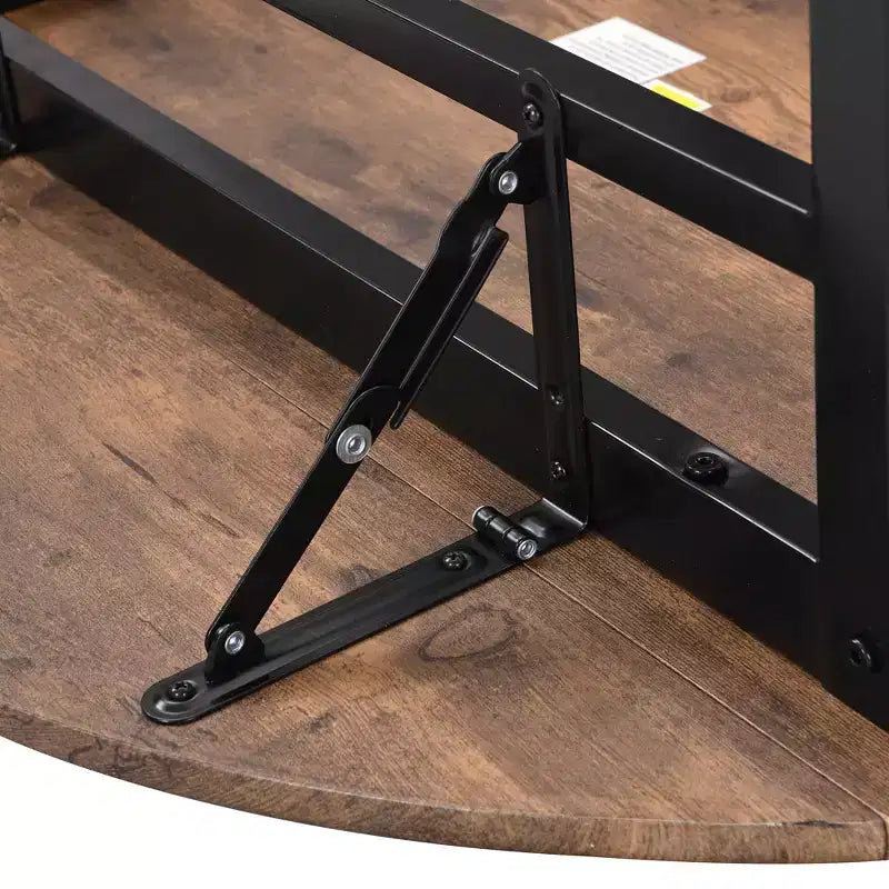 MAYEERTY 3-Piece Modern Round Drop Leaf Dining Table Set, Black Frame Rustic Brown Finish with 2 Chairs for Small Spaces