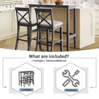 MAYEERTY 48 Farmhouse Wood Bar Height Dining Set, Rectangular Table with 2 Chairs for Small Places, Gray + Beige