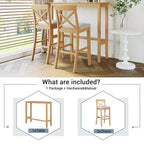 MAYEERTY 48 Farmhouse Wood Bar Height Dining Set, Rectangular Table with 2 Chairs for Small Places, Gray + Beige