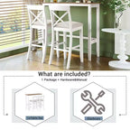 MAYEERTY 48 Farmhouse Wood Bar Height Dining Set, Rectangular Table with 2 Chairs for Small Places, Gray + Beige