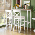 MAYEERTY 48 Farmhouse Wood Bar Height Dining Set, Rectangular Table with 2 Chairs for Small Places, Gray + Beige