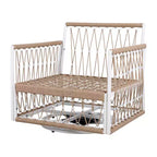 MAYEERTY 3-Piece Bohemian Outdoor Furniture Set, 2 Lounge Chairs & Glass Top Side Table, Handwoven Rope Steel Frame Waterproof Cushions