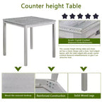 MAYEERTY 5-Piece Counter Height Table Set, Wooden Table & 4 Upholstered Chairs