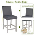 MAYEERTY 5-Piece Counter Height Table Set, Wooden Table & 4 Upholstered Chairs