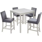 MAYEERTY 5-Piece Counter Height Table Set, Wooden Table & 4 Upholstered Chairs