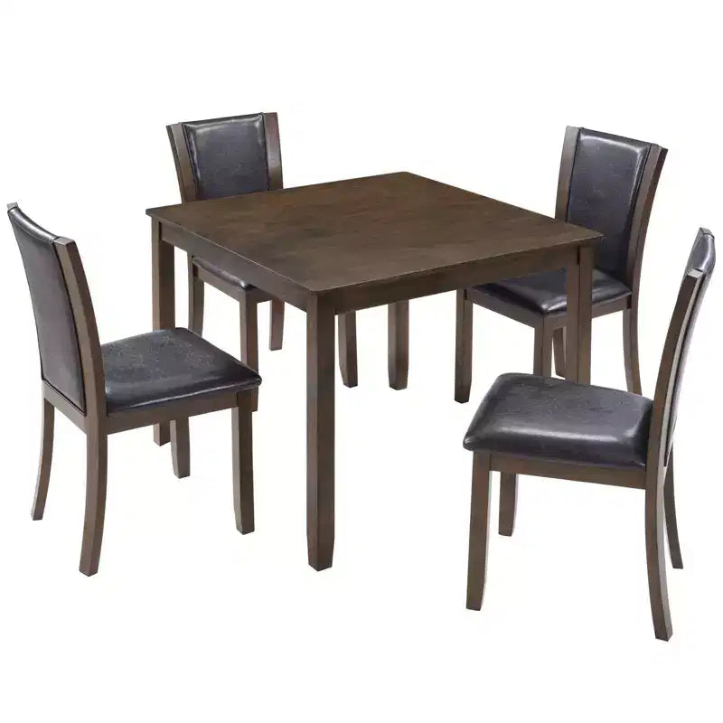 MAYEERTY 6-Piece Modern Dining Table Set, Wooden Table with 4 Chairs & Bench, Grey