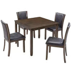 MAYEERTY 6-Piece Modern Dining Table Set, Wooden Table with 4 Chairs & Bench, Grey