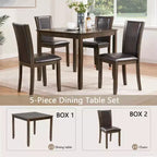 MAYEERTY 6-Piece Modern Dining Table Set, Wooden Table with 4 Chairs & Bench, Grey