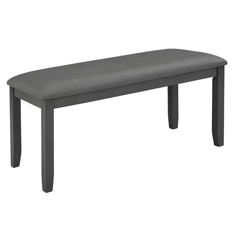 MAYEERTY 6-Piece Modern Dining Table Set, Wooden Table with 4 Chairs & Bench, Grey