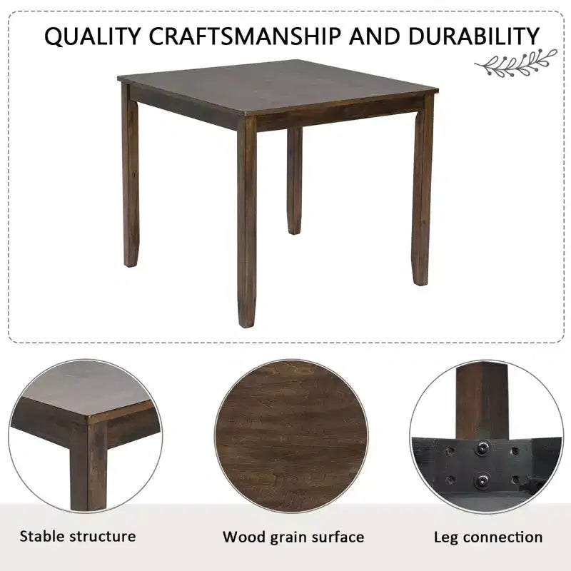 MAYEERTY 6-Piece Modern Dining Table Set, Wooden Table with 4 Chairs & Bench, Grey
