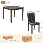 MAYEERTY 6-Piece Modern Dining Table Set, Wooden Table with 4 Chairs & Bench, Grey