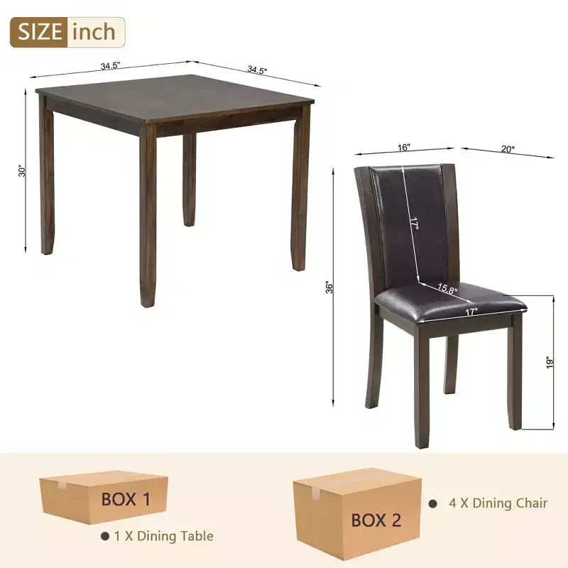 MAYEERTY 6-Piece Modern Dining Table Set, Wooden Table with 4 Chairs & Bench, Grey