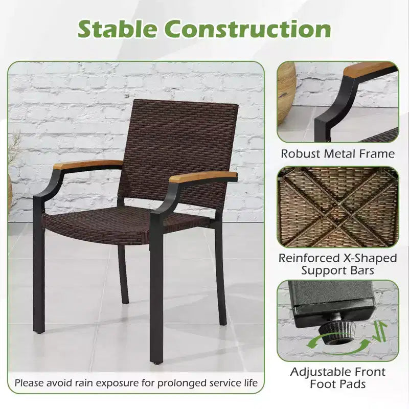 Costway 9PCS Patio Dining Set with 79 Rectangular Dining Table & 8 Stackable Rattan Chairs