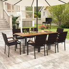 Costway 9PCS Patio Dining Set with 79 Rectangular Dining Table & 8 Stackable Rattan Chairs