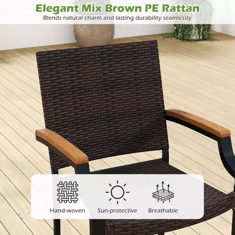 Costway 9PCS Patio Dining Set with 79 Rectangular Dining Table & 8 Stackable Rattan Chairs