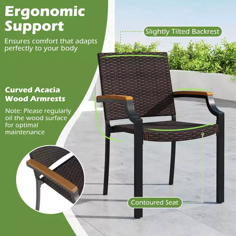 Costway 9PCS Patio Dining Set with 79 Rectangular Dining Table & 8 Stackable Rattan Chairs