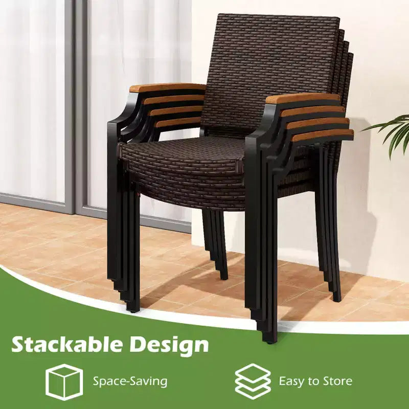 Costway 9PCS Patio Dining Set with 79 Rectangular Dining Table & 8 Stackable Rattan Chairs