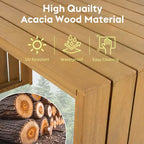 GDFStudio Mason Patio Modern Acacia Wood 5-Piece Bar Height Table Set with 4 Cushioned Stools