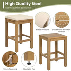 GDFStudio Mason Patio Modern Acacia Wood 5-Piece Bar Height Table Set with 4 Cushioned Stools