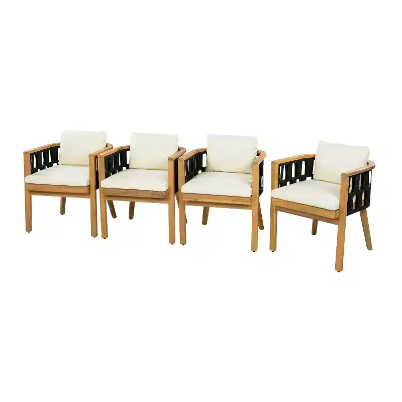Christopher Knight Home Sachin Modern 5 Piece Acacia Wood Patio Dining Set with Round Slatted Table